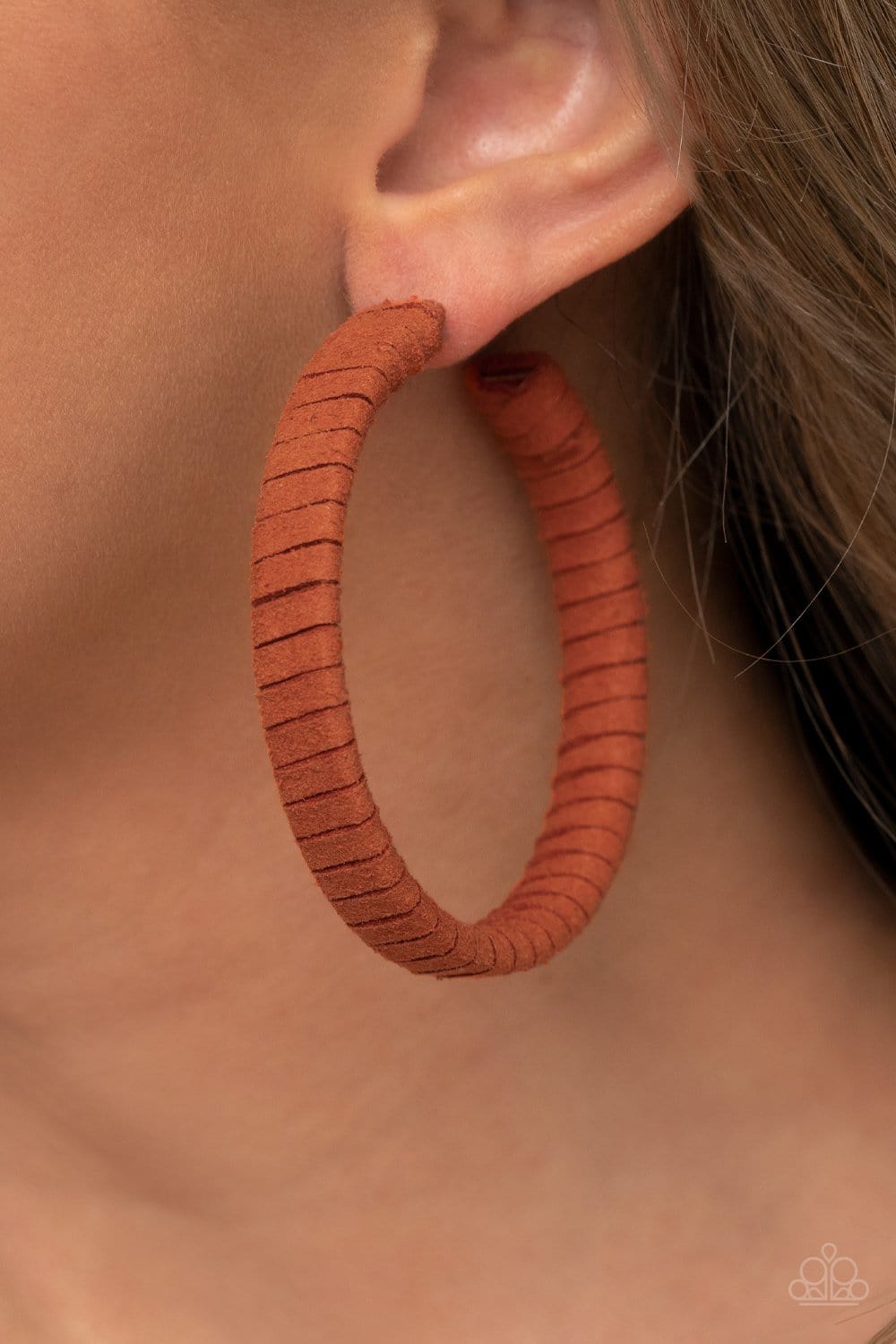 Suede Parade Orange Hoop Earring