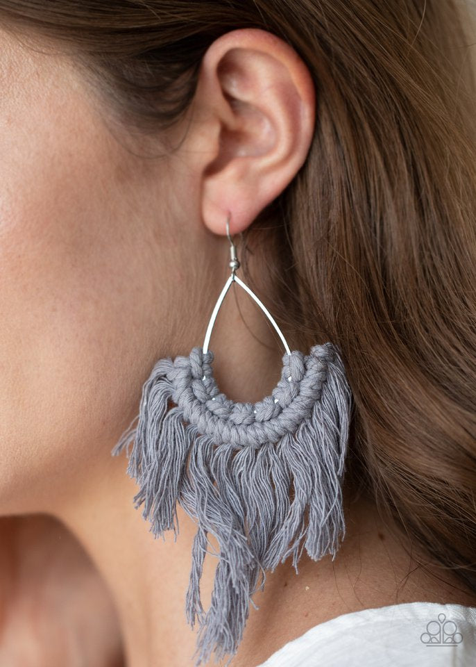 Wanna Piece of Macrame Silver Earring