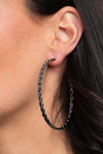 Load image into Gallery viewer, Infinite Twist Black Hoop Earring
